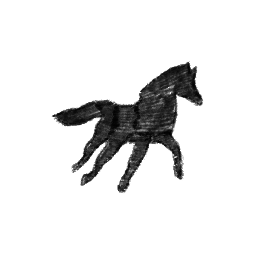 French prison style solid black horse tattoo design by Kyle Huskey.