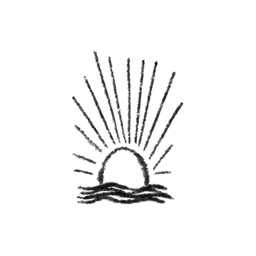 French prison style sunset over waves in the ocean tattoo design by Kyle Huskey.