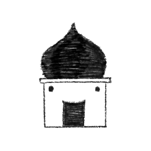 French prison style simple desert mosque, house, kasbah tattoo design by Kyle Huskey.