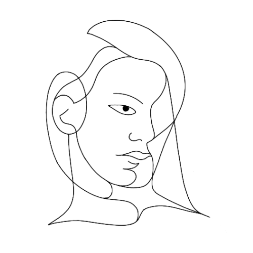 Face drawn from a single continuous line tattoo designed by Albie Brant.