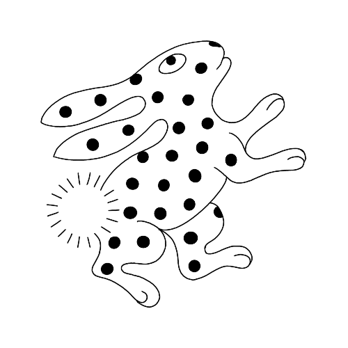 Cute bunny rabbit with dots pattern tattoo design by Albie Brant.