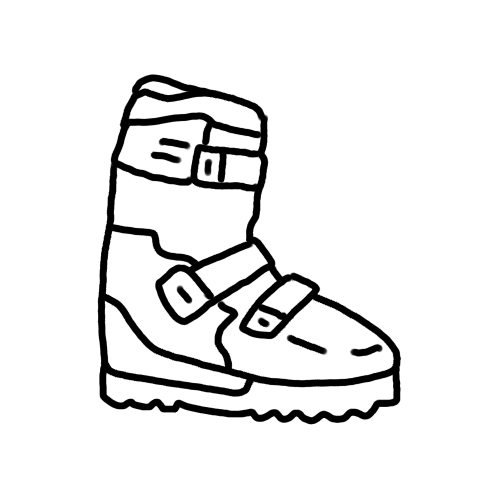 simple retro ski boot for hitting the slopes tattoo design. 