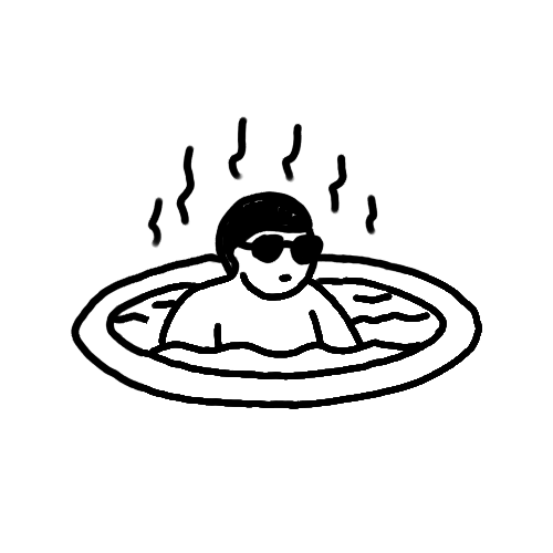 Man relaxing in a hot tub after a long day tattoo design. 