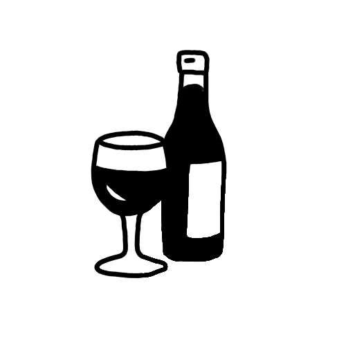 Wine bottle and glass tattoo design. 