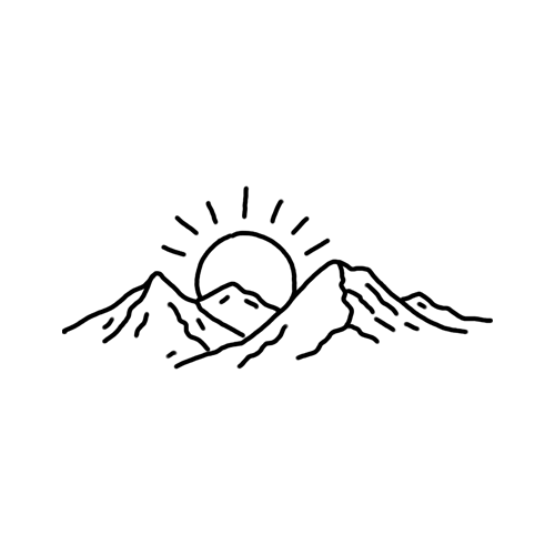 Snowy mountain landscape tattoo design. 