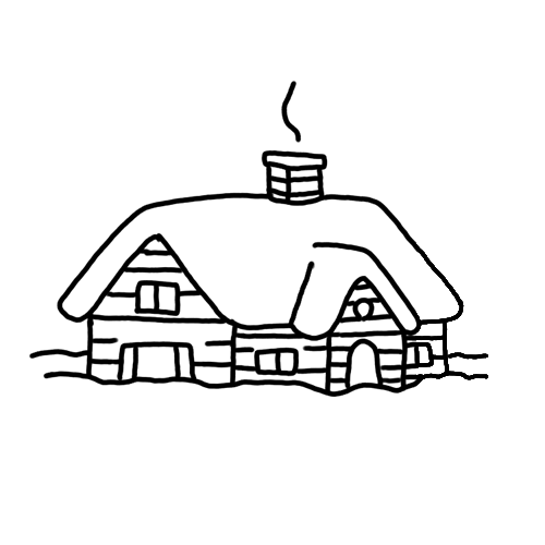 house or chalet in the snow tattoo design. 