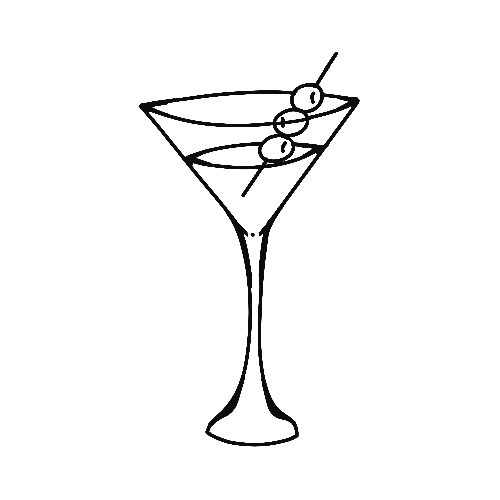 simple martini with three olives tattoo design by Tea Pandora.