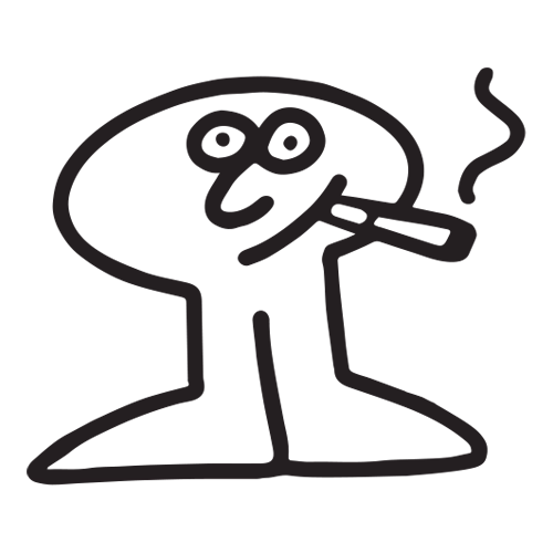 Smoking dude character smoking a cigarette tattoo design by Micah NYC.