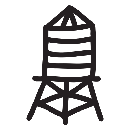 NY water tower tattoo design by Micah NYC.