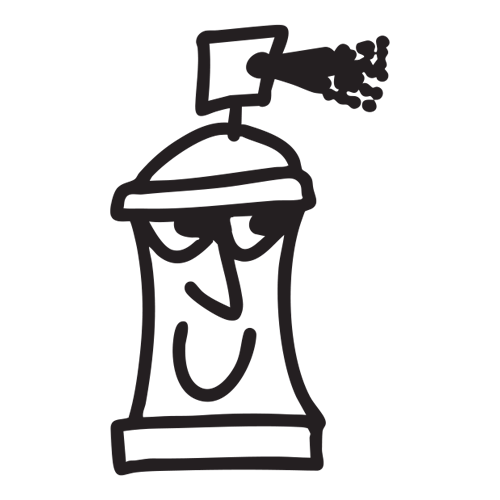 Happy smiling can of spray paint character tattoo design by Micah NYC.