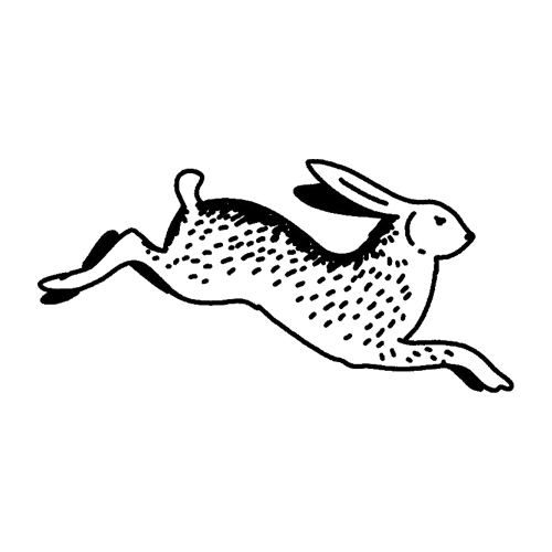 A simple hare, rabbit with spots running tattoo design by BODYRUINER.