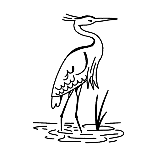 A simple heron standing in a pond tattoo design by BODYRUINER.