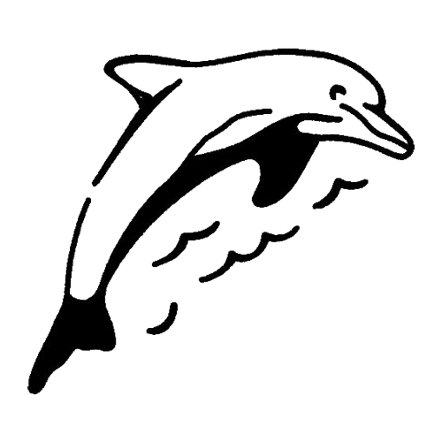 A simple dolphin jumping above waves tattoo design by BODYRUINER.
