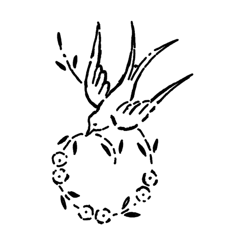 Bird holding a wreath of roses tattoo design by BODYRUINER.