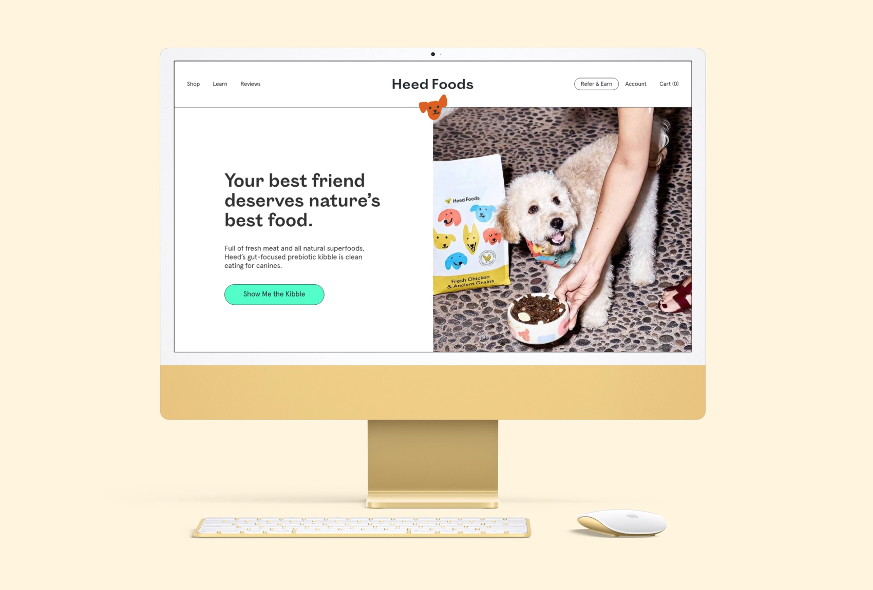 Desktop mockup of Heed Foods homepage