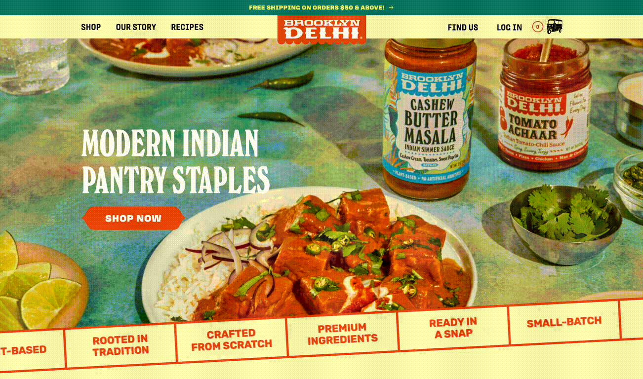 GIF of Brooklyn Delhi's homepage