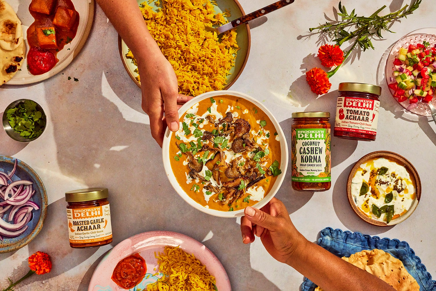 A table with different food dishes