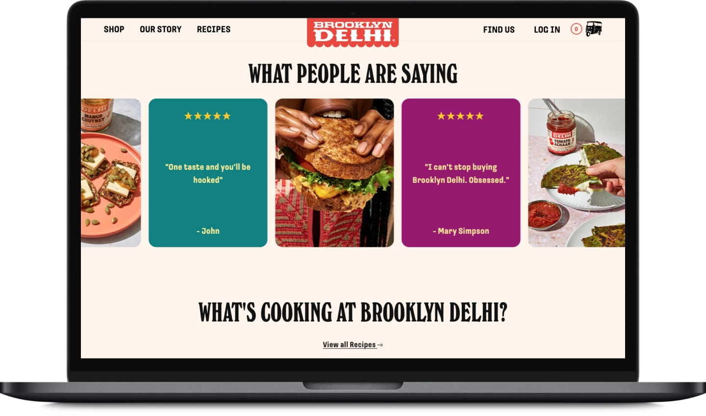 Desktop mockup of Brooklyn Delhi's home page