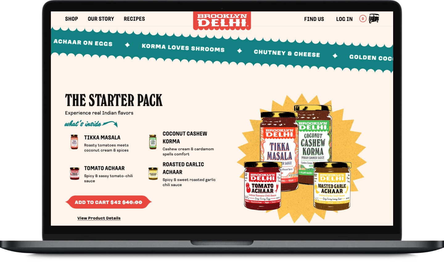 Desktop mockup of Brooklyn Delhi's home page