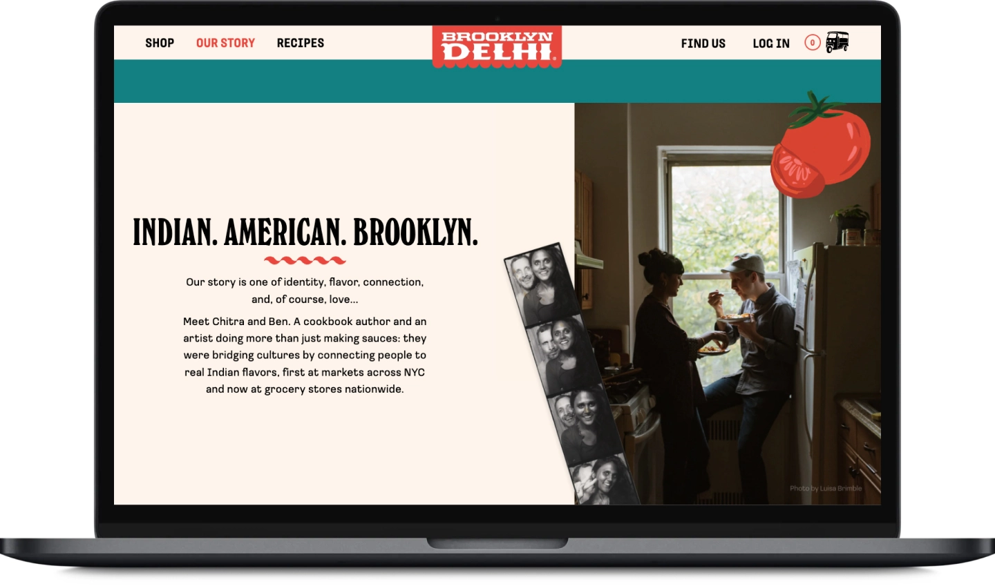 Desktop mockup of Brooklyn Delhi's about page