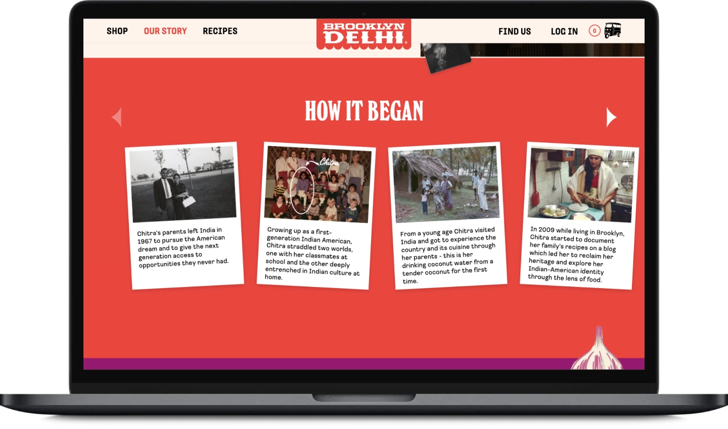 Desktop mockup of Brooklyn Delhi's about page