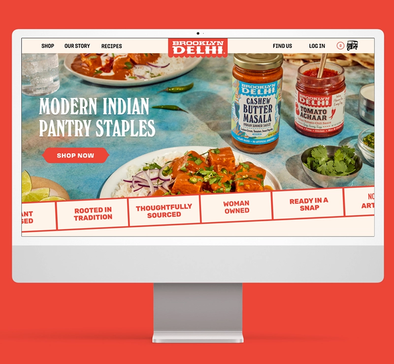 Desktop mockup of the Brooklyn Delhi brand