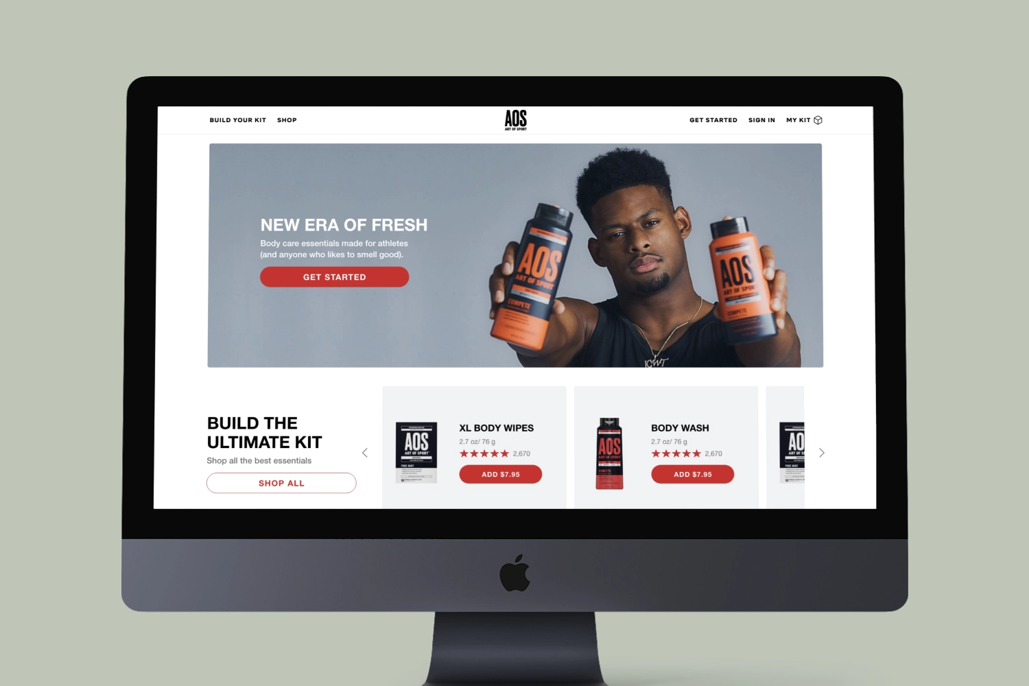 Desktop mockup of the Art of Sport brand