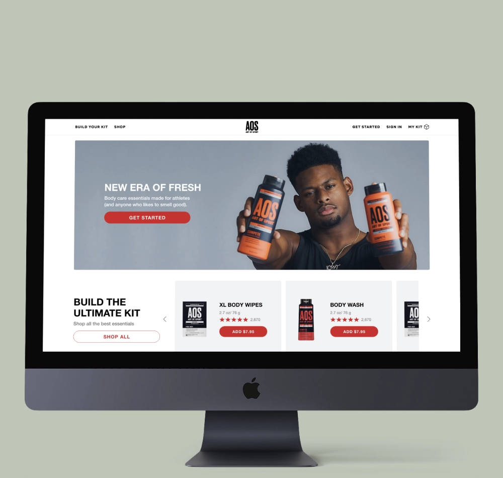 Desktop mockup of the Art of Sport brand