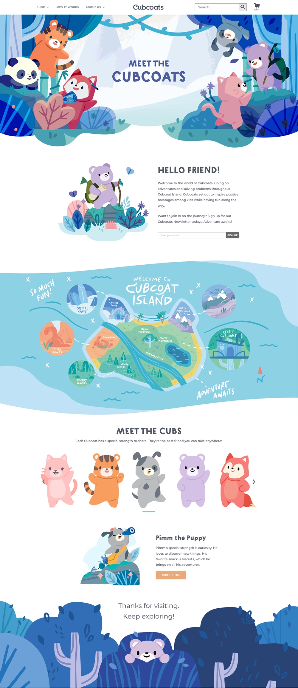Desktop mockup of Cubcoats about page