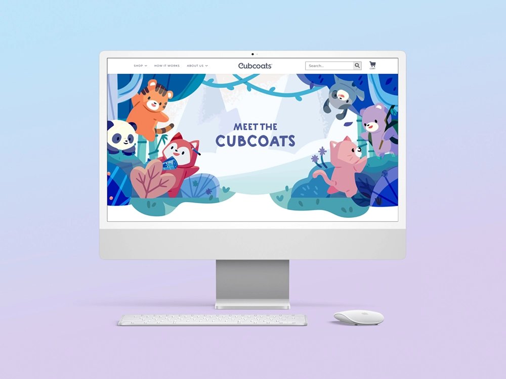 Desktop mockup of Cubcoats brand