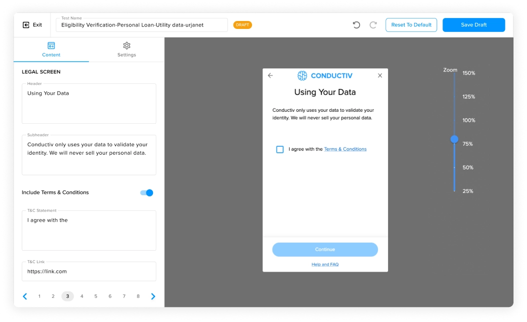 Mockup of the Conductiv test editor