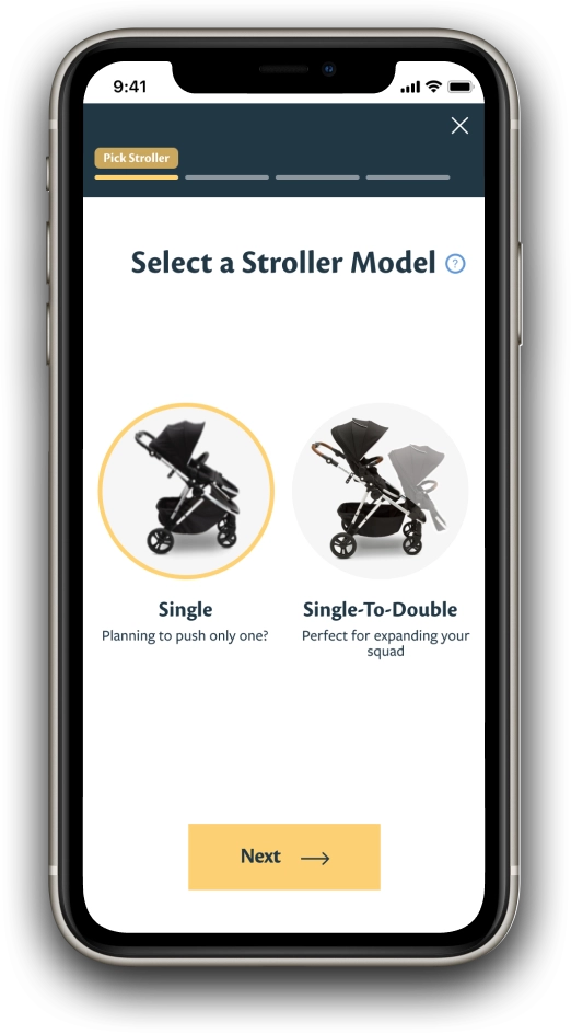 Mobile mockup of Mockingbird's guided buying experience