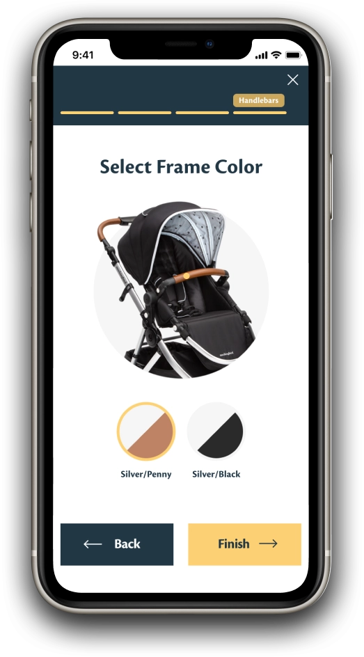 Mobile mockup of Mockingbird's guided buying experience