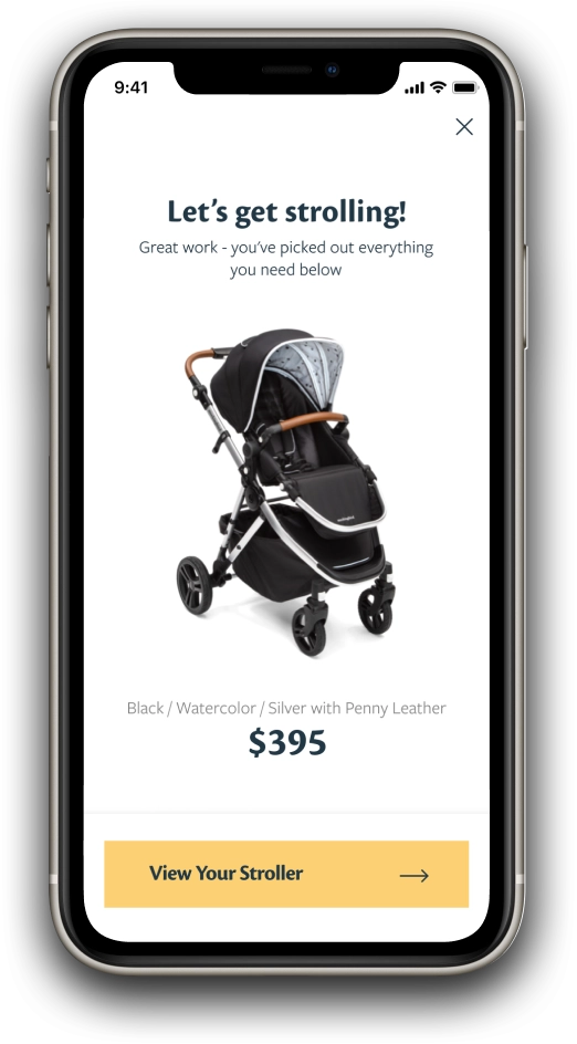 Mobile mockup of Mockingbird's guided buying experience