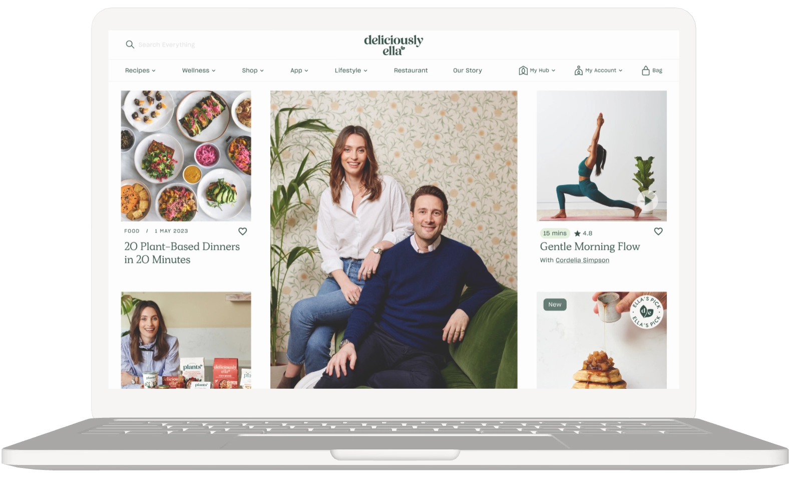 Desktop mockup of Deliciously Ella homepage