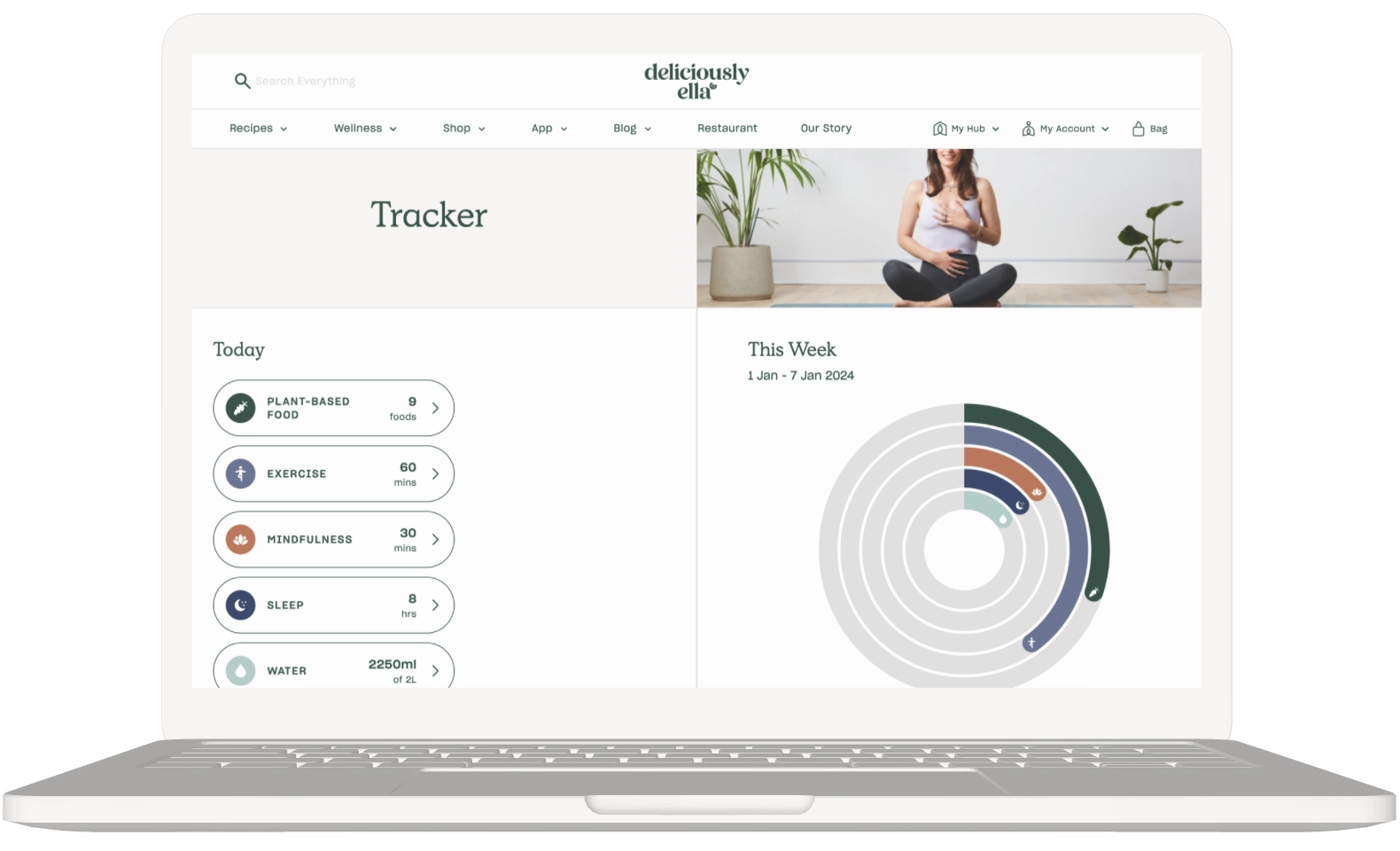 Desktop mockup of Deliciously Ella tracker page