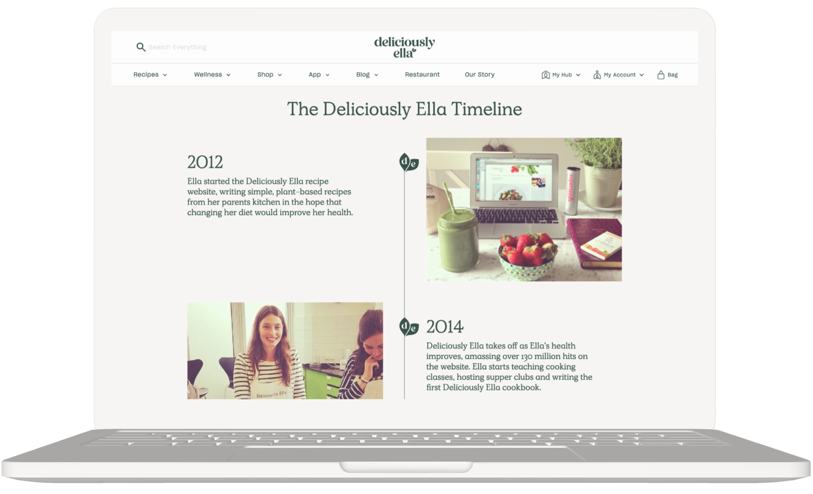Desktop mockup of Deliciously Ella about page