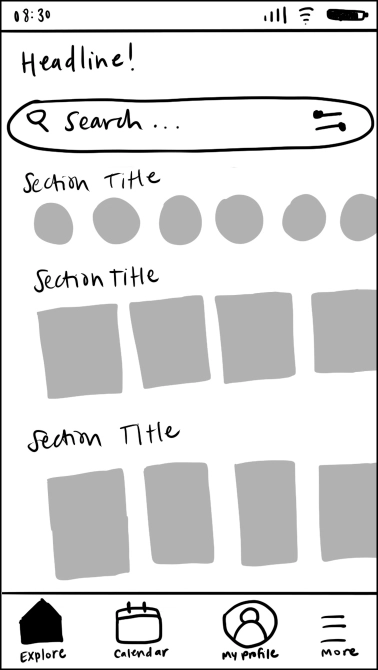 A sketch idea for the Kalyani home screen