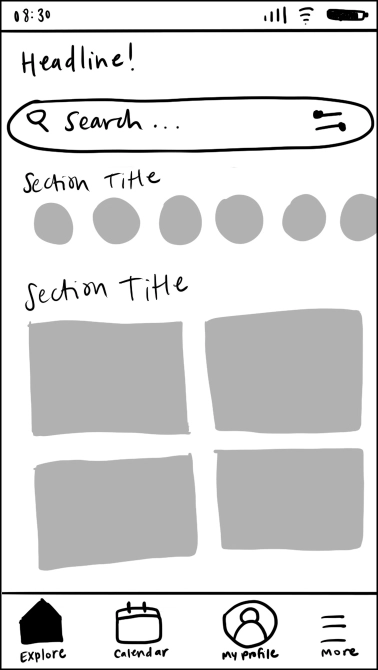 A sketch idea for the Kalyani home screen