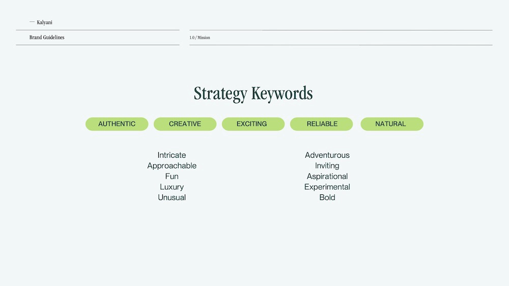 Kalyani's strategy keywords