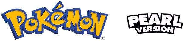 Pokémon logo with text 'Pearl Version' on black background.