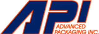 The image shows the logo of Advanced Packaging Inc. (API) with the letters "API" in bold, black font and the company name "Advanced Packaging Inc." in smaller text underneath.