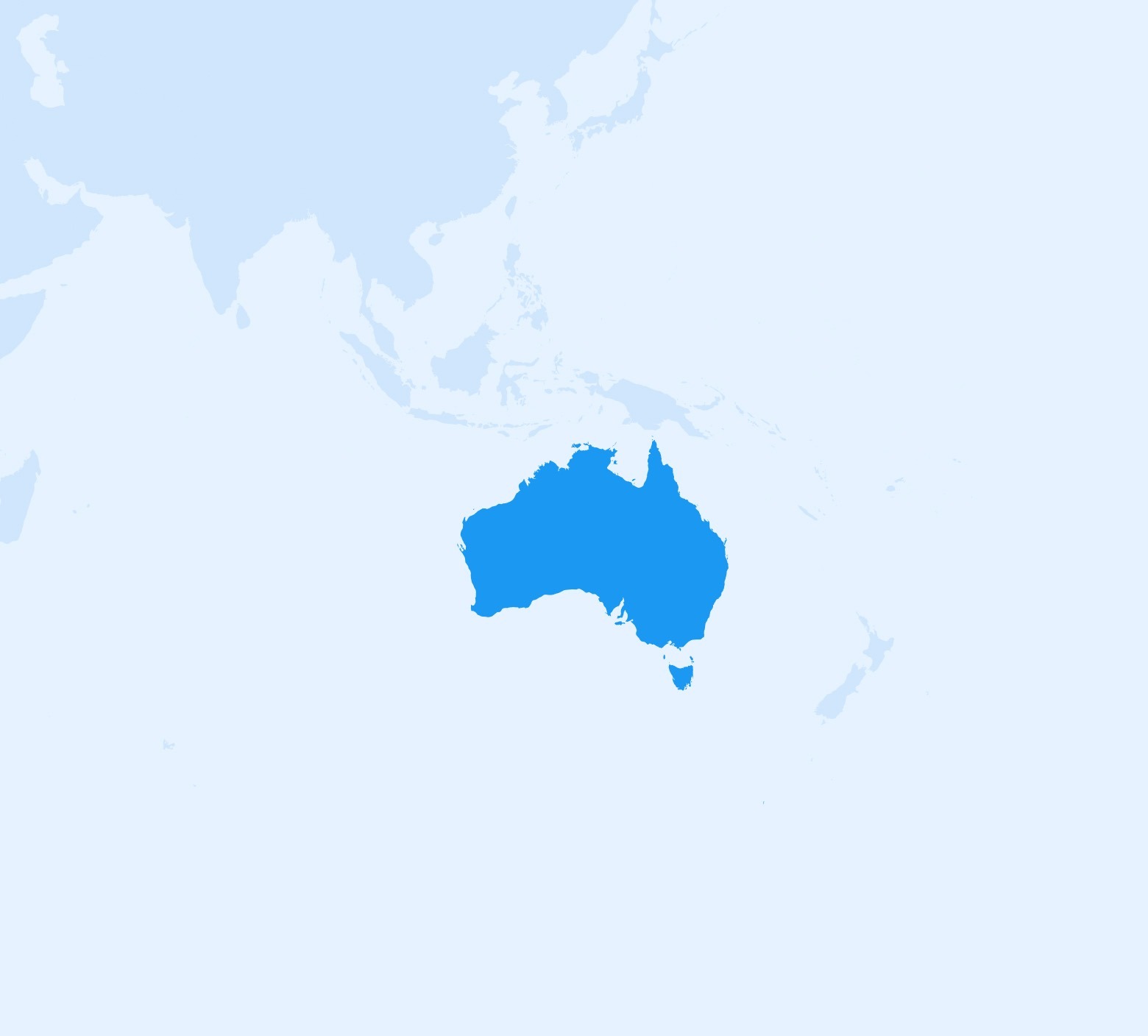 A map of where Zeno's corporate travel management software is available in Australia