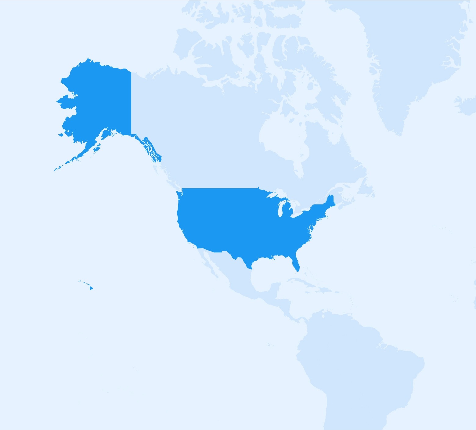 A map of where Zeno's corporate travel management software is available in the USA
