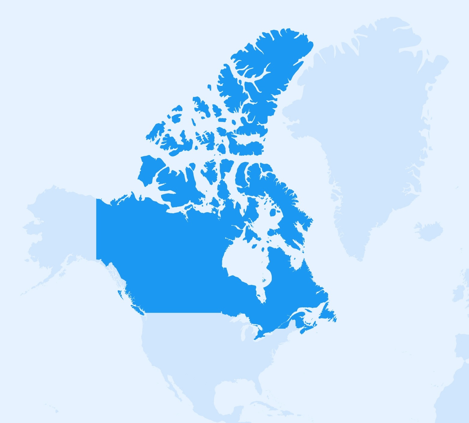 A map of where Zeno's corporate travel management software is available in Canada