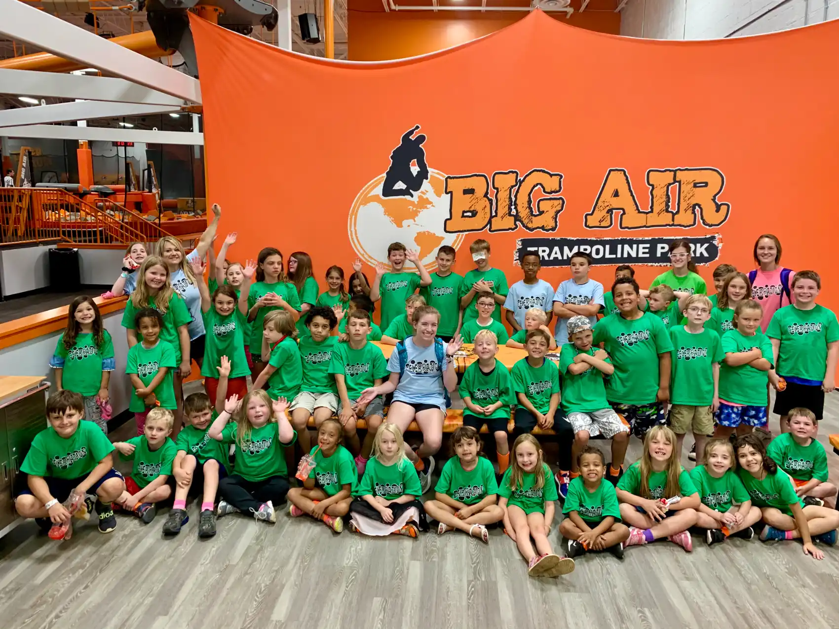 A group at a Big Air trampoline park