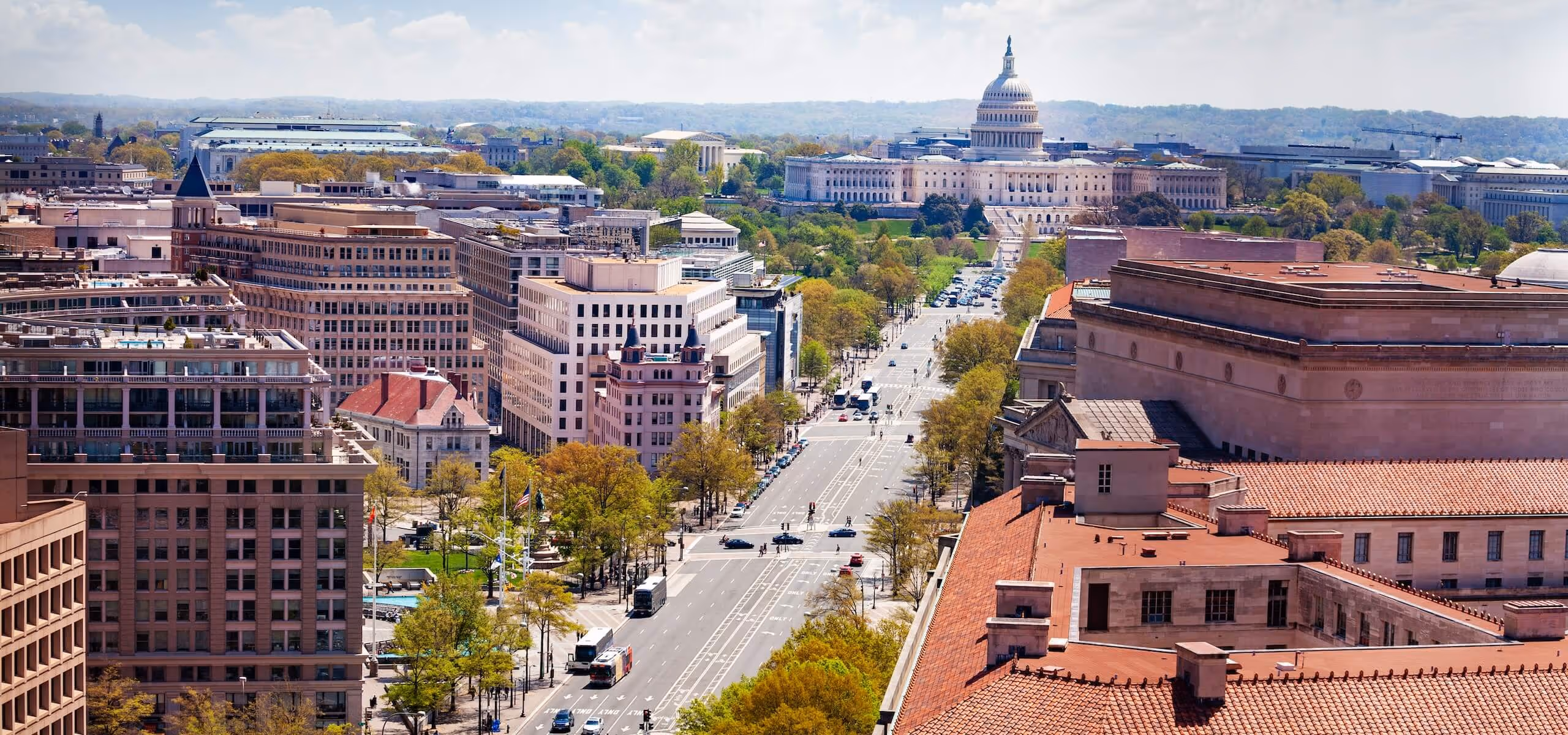 A view of a city from a tall building.