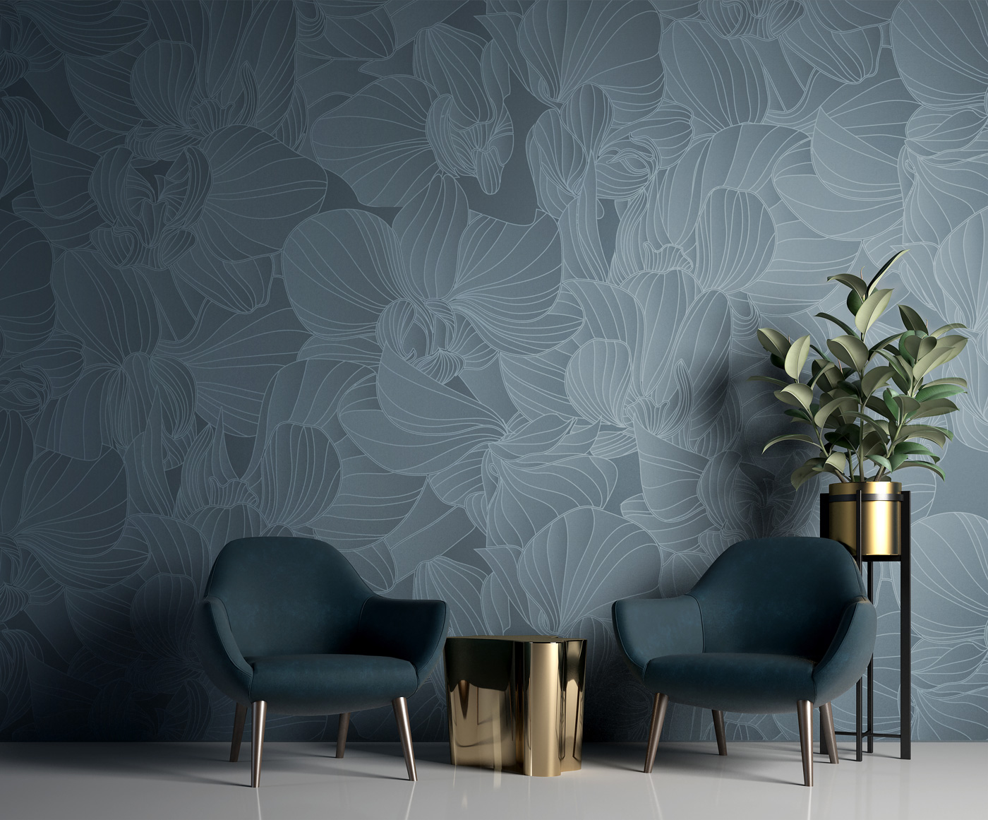 Le Florale Design with Intricate Botanical Linework | Mereton Textiles