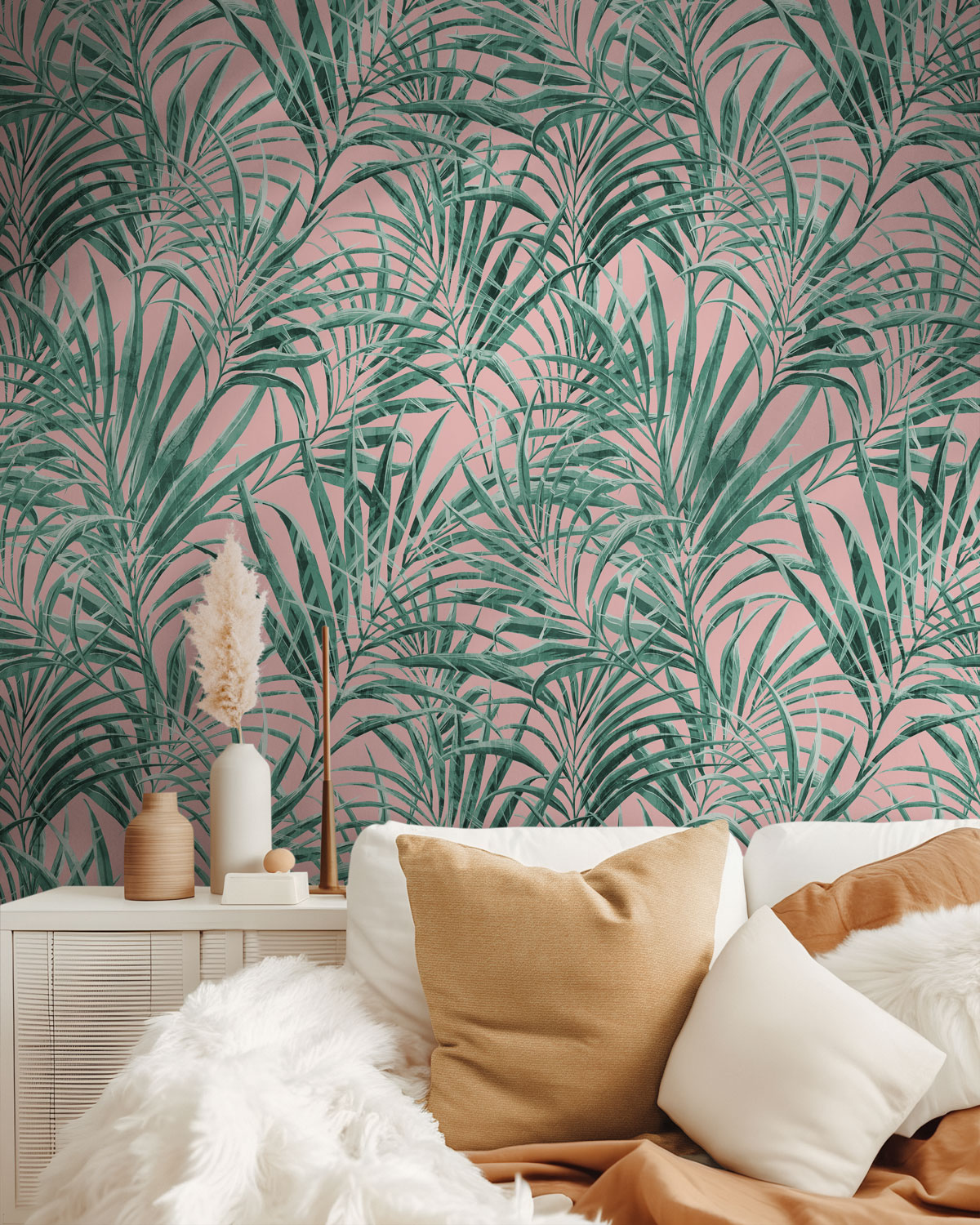 I’m Your Fan Tropical Palm Design on Blush | Mereton Textiles