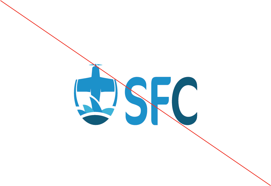 SFC Logo with Red Diagonal Line on white backgound